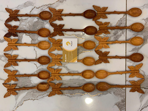 Wooden Spoon Round Shape Leaf Design <b>Cheap</b> Handmade Vietnam Direct Factory Wholesale Custom Label Wooden Spoon Craft - Product Image 4