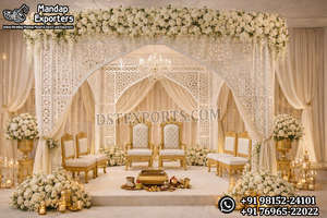 Structure de Mandap de Mariage Ouvert de Luxe pour Événements en Floride, Arches Métalliques Dorées pour Aménagement Extérieur, Vente 2026, Décoration d'Événements aux États-Unis - Product Image 3