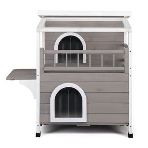 Lussuosa Cuccia per Gatti a 2 Piani in Legno con Tetto Trasparente, Ampio Balcone Apribile, Resistente alle Intemperie - Rifugio per Animali Domestici da Interno o Esterno - Product Image 3