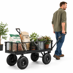 Vietnam Heavy Duty Garden Metal <b>Cart</b> Carry Up To 1000lbs Mesh Bed 10-inch Pneumatic Tires Steel Hauling Soil Plants ODGGAD008 - Product Image 1
