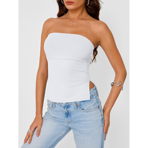 Tops de tubo FOXA 2025 para mujer, estilo crop, acanalados, tipo bandeau, sexy, moda Y2K, sujetador sin mangas de punto para salir, colección verano 2026 - Product Image 5