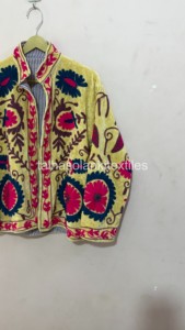 Chaqueta de terciopelo con bordado floral para mujer, cuello mandarín, manga larga, abrigo de primavera, diseño abierto hecho a mano - Product Image 4
