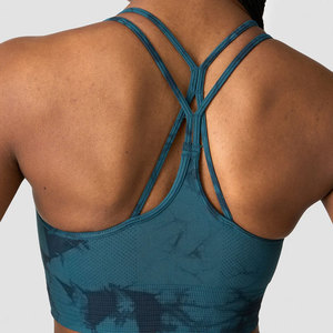 Vente en gros de vêtements de sport : Soutien-gorge sans couture pour femmes, tenues de gym, de yoga et de fitness, avec motif dos croisé par sublimation, couleur unie, style décontracté - Product Image 6