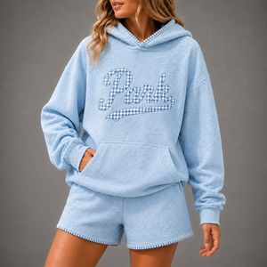 Conjunto Deportivo Informal de 2 Piezas, Sudadera con Capucha Extra Grande y Pantalones Cortos de Felpa Gruesa de 380 g/m² con Lavado Ácido, en Oferta - Product Image 2