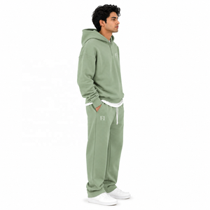 Ensemble de sweats à capuche demi-zippés en polaire épaisse avec doublure brossée douce, survêtement décontracté oversize en polaire, streetwear en gros - Product Image 2