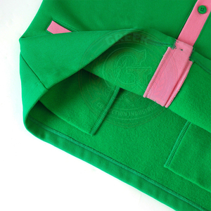 Suéter de Mujer con Cuello en V, Color Verde y Rosa, de la Hermandad AKA, de Manga Larga, de Algodón y Felpa, Tejido, con Logotipo Bordado, para Uso Escolar - Product Image 3