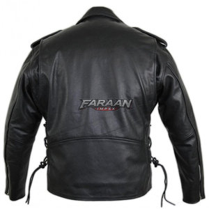 Chaqueta de Motociclista Brando de Cuero Genuino Negro, Chaqueta Clásica Asimétrica con Cierre, Estilo Punk Rock para Motociclistas - Product Image 4