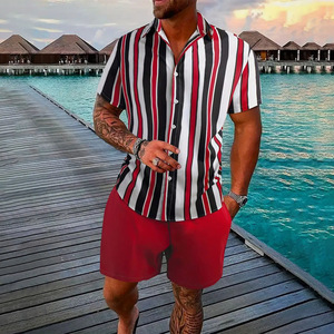 Ensemble chemise et short pour homme, imprimé, col en V, manches courtes, respirant, en polyester, personnalisable, OEM, marque privée, streetwear - Product Image 6