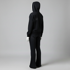 Conjunto Deportivo Personalizado de Invierno, Negro, Grueso, Ajustado, con Sudadera y Pantalones Jogger, Diseño con Logotipo Impreso, Unisex, 2 Piezas - Product Image 4