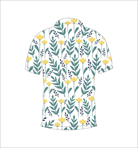 Chemise de golf à manches courtes en polyester imprimée par sublimation, style hawaïen jaune personnalisé, décontractée, respirante, pour les vacances - Product Image 5