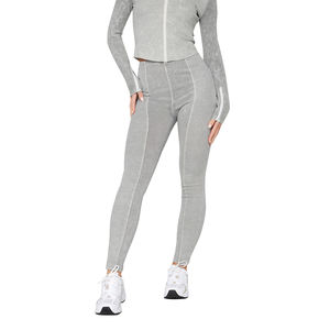 Legging de yoga taille haute pour femme, effet froncé aux fesses, grande taille, sans couture, tricoté, respirant, en Spandex/Polyester, style Hip Hop - Product Image 1