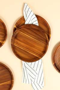 Plateaux de service ronds en bois Art Déco - Grands plateaux de rangement multifonctionnels pour la décoration de mariage et de fête à domicile - Product Image 4