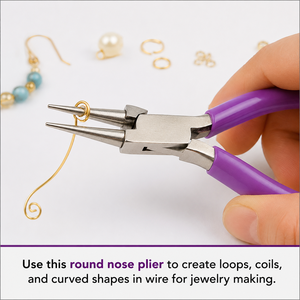 Pince à bec rond professionnel en acier inoxydable pour bijoux, outil de précision pour la création de boucles de fil, avec poignées confortables violettes - Product Image 3