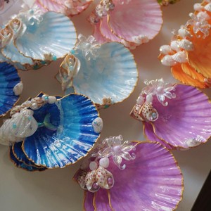 ถาดเปลือกหอยประดับตกแต่ง จานเปลือกหอยธรรมชาติ งานฝีมือทำมือ ถาดใส่เครื่องประดับ สไตล์ชายทะเล ของตกแต่งบ้าน - Product Image 5