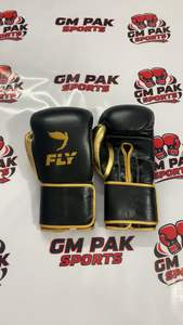 Gants de boxe professionnels - Gants d'entraînement et de sparring en cuir de qualité supérieure - Mittons de frappe Muay Thai or et noir - Product Image 4