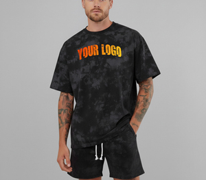 Nouvelle conception, impression DTG, ensemble deux pièces surdimensionné et court en coton, streetwear, t-shirt et short, ensembles pour hommes - Product Image 4