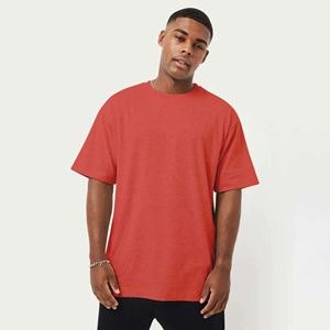 Camiseta Casual de Manga Corta para Hombre, Color Rojo Sólido, Cuello Redondo, Corte Holgado, 100% Algodón Jersey, Tejido Liso Teñido - Product Image 5