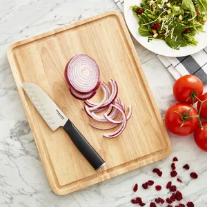 Planche de service en bois rectangulaire, design minimaliste, plateau de découpe en bois massif durable pour viande, poisson, légumes - Product Image 3