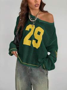 Pull en maille tricotée personnalisé pour femme, style oversize avec numéro, respirant, style sportif, streetwear, vente en gros OEM - Product Image 5