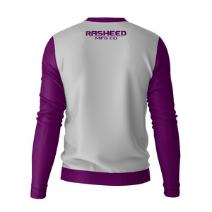 Camiseta de algodón peinado de manga larga con cuello en V, doble capa, lisa, con logotipo personalizado, para hombre, con ribete en contraste, 100% algodón - Product Image 6