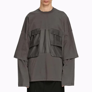 เสื้อยืดสตรีทแวร์ทรงหลวมสำหรับผู้ชาย ผ้าฝ้าย 100% ซักแล้ว ทรงปกติ สีพื้น ระบายอากาศได้ดี เป็นมิตรกับสิ่งแวดล้อม แห้งเร็ว คุณภาพสูง แบบสองชั้น - Product Image 5