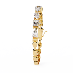 Lab Grown Multi Shape Mixed Cut Diamond Tennis <b>Bracelet</b> in 14K Gold | Emerald Princess Pear Round Designer Statement Jewellery - Product Image 4