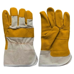 Gants de travail en cuir et coton canadiens de qualité supérieure, anti-vibration, en cuir de vachette grainé renforcé, avec bande de protection dorsale - Product Image 6
