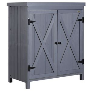 Armadio da Giardino Grigio per Esterni con Parte Superiore Zincata e Due Ripiani, Casetta Porta Attrezzi per Giardino o Accessori Piscina - Product Image 1