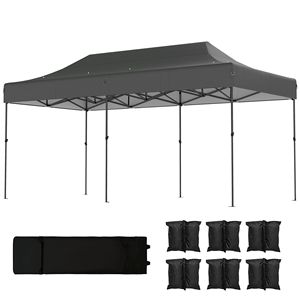 Tenda Pop-Up Resistente 10 X 20 Piedi UPF50+ con Borsa con Ruote, Grigio Scuro, Riparo Istantaneo Portatile per Esterni - Product Image 1