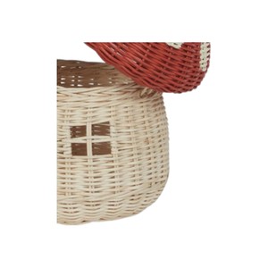 Mushroom Shaped Rattan <b>Storage</b> <b>Basket</b> With Handle Cute Home Decoration For Kids <b>Toy</b> Organizing - Product Image 2