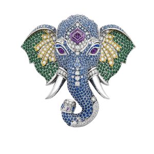 Broche de Plata de Ley 925 de Lujo con Elefante y Gemas Multicolor, Diseño Real, Pin de Solapa para Traje Sherwani, Pieza Destacada - Product Image 1