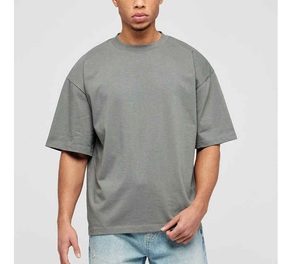T-shirt Homme Oversize Col Rond Couleur Unie Manches Courtes Décontracté 100% Coton Jersey Design Uni - Product Image 3