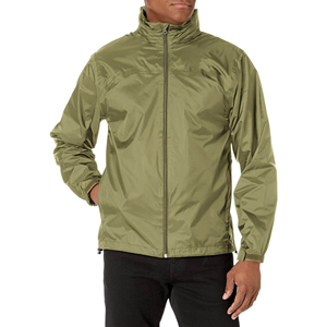 Veste coupe-vent zippée vert olive pour homme, col montant décontracté, coupe régulière, en polyester uni, vêtement d'extérieur printemps - Product Image 3