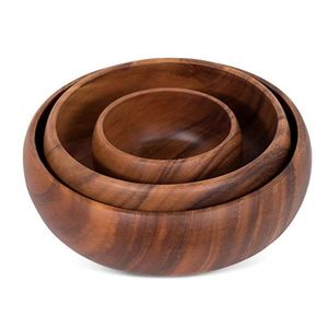 Tazón para Ensalada de Madera de Acacia Hecho a Mano, Tazón Redondo Grande con Acabado en Nogal Oscuro para Frutas, Cereales y Pasta, Tazón Sostenible - Product Image 4
