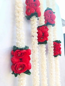 Guirlandes de fleurs artificielles de pivoine Mogra et de renoncules en plastique souple pour décoration murale, toile de fond pour mariage indien, Mandap, Mehndi - Product Image 1