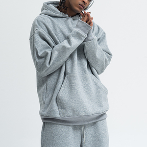 Sudadera con Capucha Extra Grande para Hombre, de Felpa de 350 g/m², de Alta Calidad, Lisa, Personalizable, Color Gris - Product Image 1