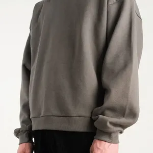 OEM Wholesale Oversized Box Fit Crop <b>Top</b> Hoodies Custom logo No <b>String</b> Thick Cotton Blank Cropped Rib Raw Hem Hoodie for Men - Product Image 3