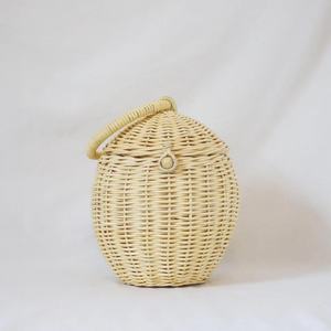 Rattan <b>egg</b> shaped <b>basket</b> container handcrafted baby <b>baskets</b> eco friendly storage handle bag - Product Image 4