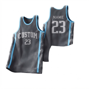 Conjunto de Uniforme de Baloncesto Azul Claro para Hombre, Jersey Transpirable con Cuello en V, Pantalones Cortos Deportivos con Estampado Digital 100% Poliéster, OEM Rápido - Product Image 1