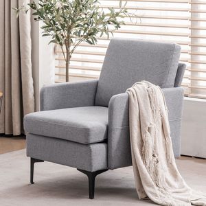 Sillón Individual Gris Claro Cómodo para Dormitorio, Sala de Estar o Habitación de Invitados - Product Image 2