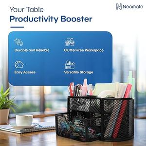 Desktop Organizer with Drawer Metal Storage <b>Bin</b> for Office Supplies <b>Large</b> Capacity Rectangle Shape Tabletop Use - Product Image 5