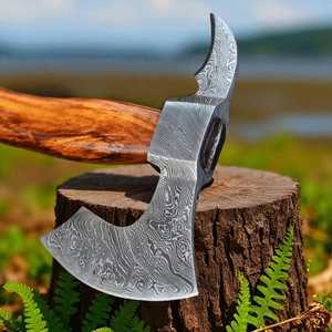 Wood Handle Hatchet Carbon Steel Blade Survival Axe With <b>Leather</b> Sheath - Product Image 5