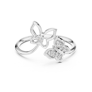 Anillo de Mariposa con Diamante Cultivado en Laboratorio, Chapado en Rodio, Oro Blanco de 18 Quilates, para Compromiso, Boda, San Valentín, Uso Diario - Product Image 1