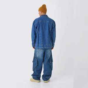 Pantalon crayon en jean pour homme, taille plus, hiver, été, automne, bleu, respirant, coton écologique, denim, OEM, streetwear personnalisé - Product Image 3