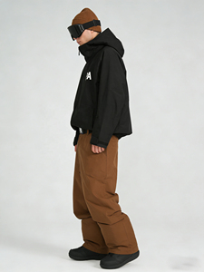Chaqueta de Esquí Negra con Capucha para Hombre, de Alta Calidad, Estilo Deportivo, Color Sólido, Ropa Térmica, Material de Poliéster - Product Image 5