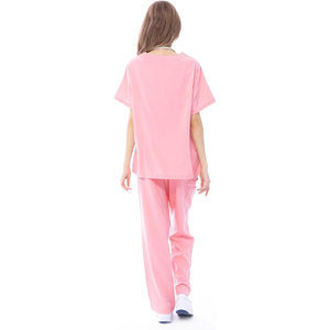 Nuevo Conjunto de Uniforme Médico para Mujer, Color Rosa, Cuello en V, Blusa y Pantalones, Tela de Algodón y Poliéster, Rayón Ecológico, OEM - Product Image 3