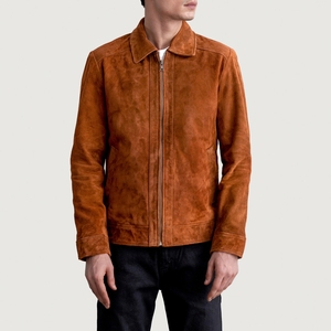 Veste en cuir suédé marron élégante pour hommes, tendance, personnalisable sur commande, disponible à prix de gros avec des designs élégants et uniques - Product Image 4
