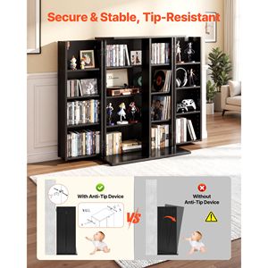 Mueble de Almacenamiento Multimedia de 4 Niveles para DVD, CD y Libros, 24.02 X 14.49 X 33.31, Organizador para Sala de Estar - Product Image 4