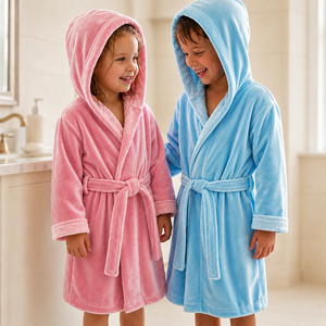 Albornoz infantil personalizado, exterior de felpa suave, interior absorbente de rizo, bordado con nombre personalizado, regalo para bebé, albornoz de secado rápido tipo boutique. - Product Image 1