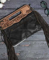 Tas Tangan Wanita Kulit Asli Tahan Air dengan Ritsleting, Gaya Kasual Vintage Barat, Motif Kotak Bulu, Laris Manis